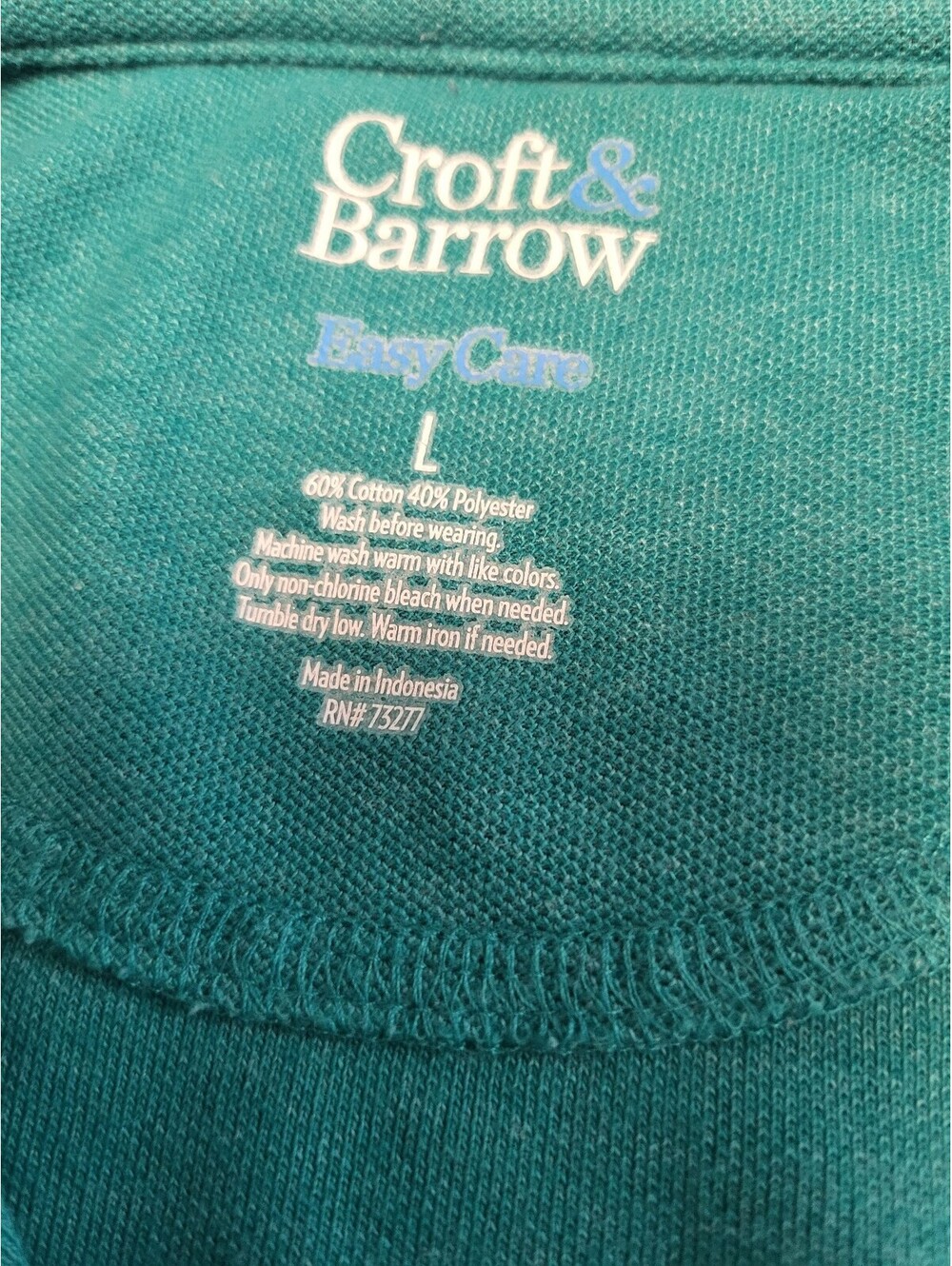 Croft & Barrow Easy Care Men's Polo Shirt Large Teal Green